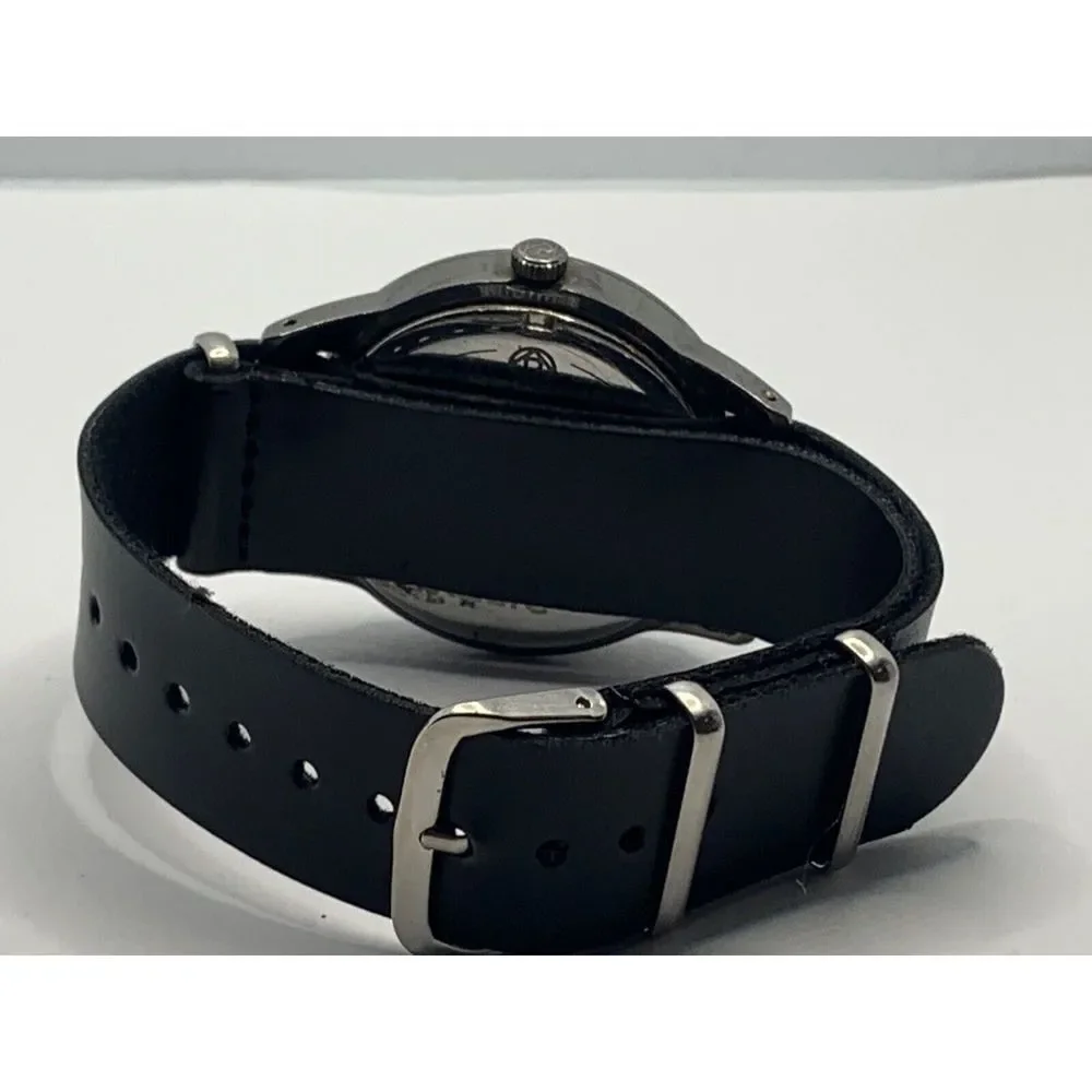 Relic ZR12053 Men's Black Leather Analog Gray Dial Quartz Genuine Watch JD364